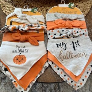 My 1st Halloween Headbands & Bibs Set - Orange and White